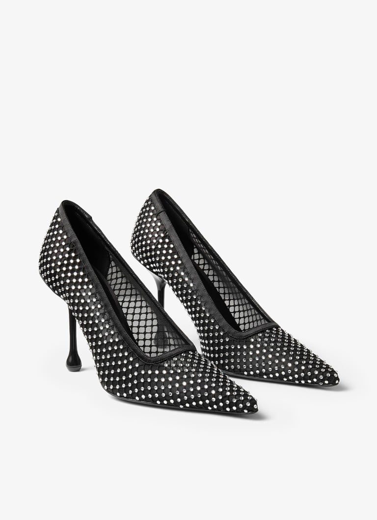 Jimmy Choo Ixia 95 pump made of mesh with rhinestones