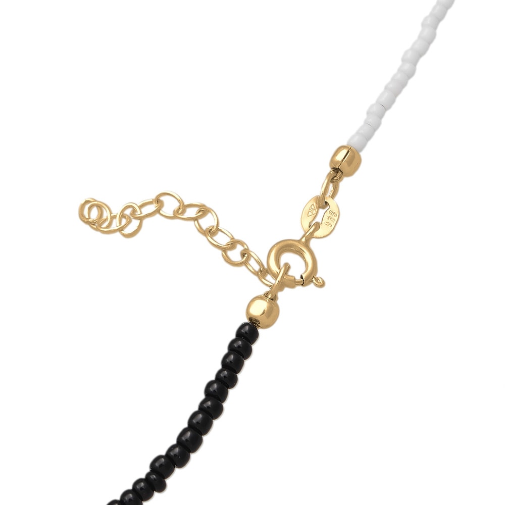 Elli Elli Collier Femmes choker perles de verre Ying Yang en argent sterling 925 plaqu collier