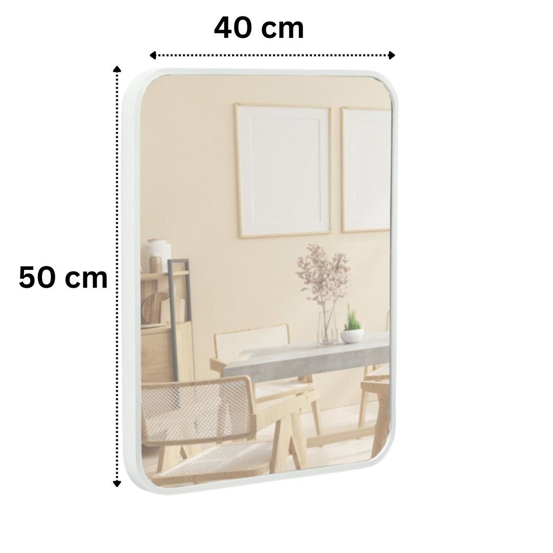 Terra Home Wandspiegel (inklusive Schrauben und Dübel), Badezimmerspiegel Flurspiegel Spiegel 40x50 weiß