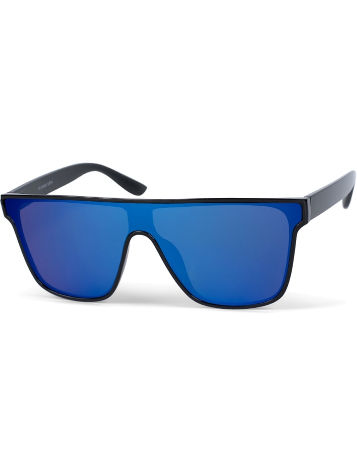styleBREAKER Shield Sonnenbrille in Schwarz / Blau verspiegelt günstig kaufen onesize