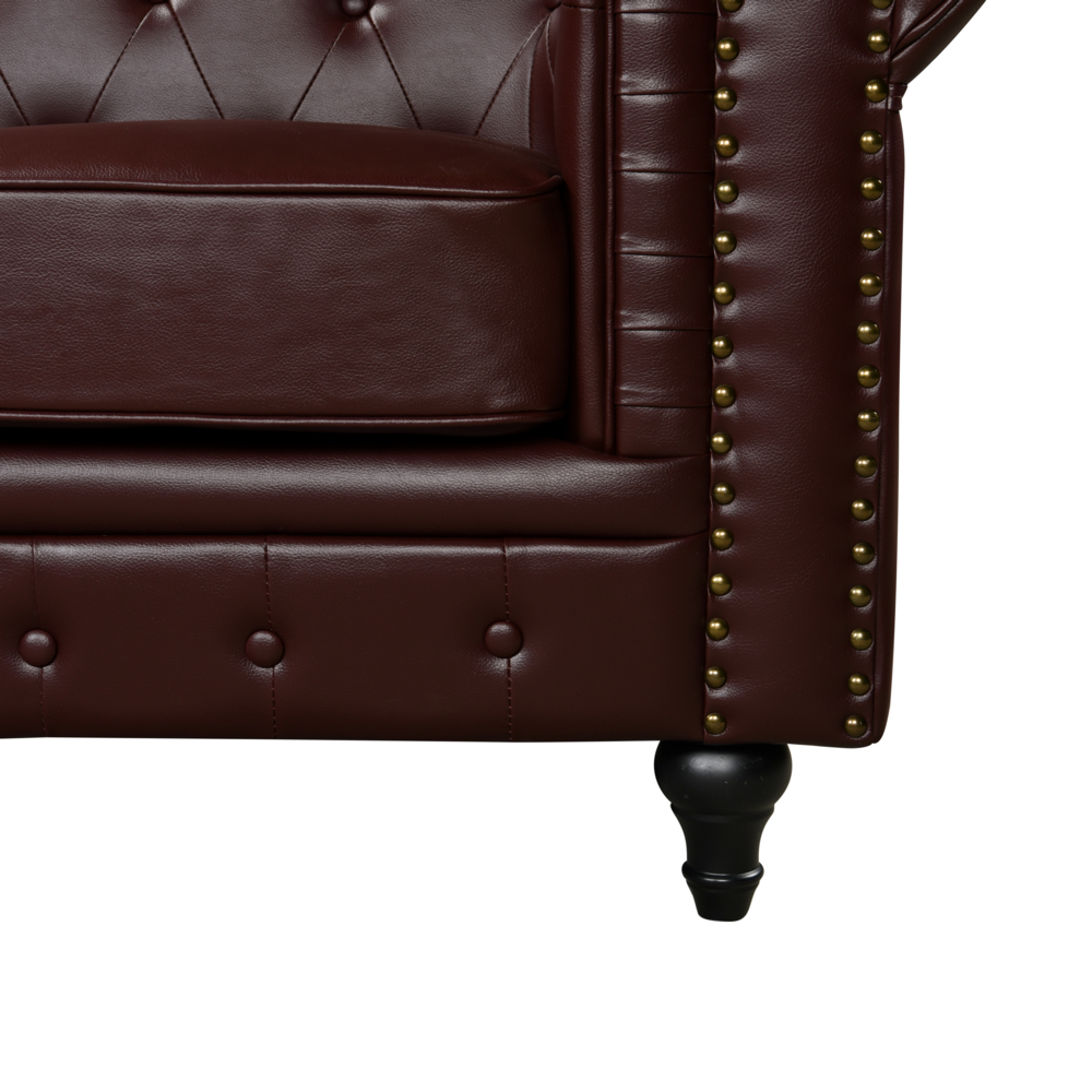 Happy Home Happy Home gepolsteter 3-2-1 Sitzer Sofa-Set HSP107-DRT dunkelrot Lederoptik