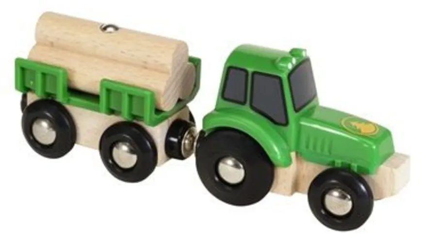 BRIO Bahn - Traktor mit Holz-Anhänger