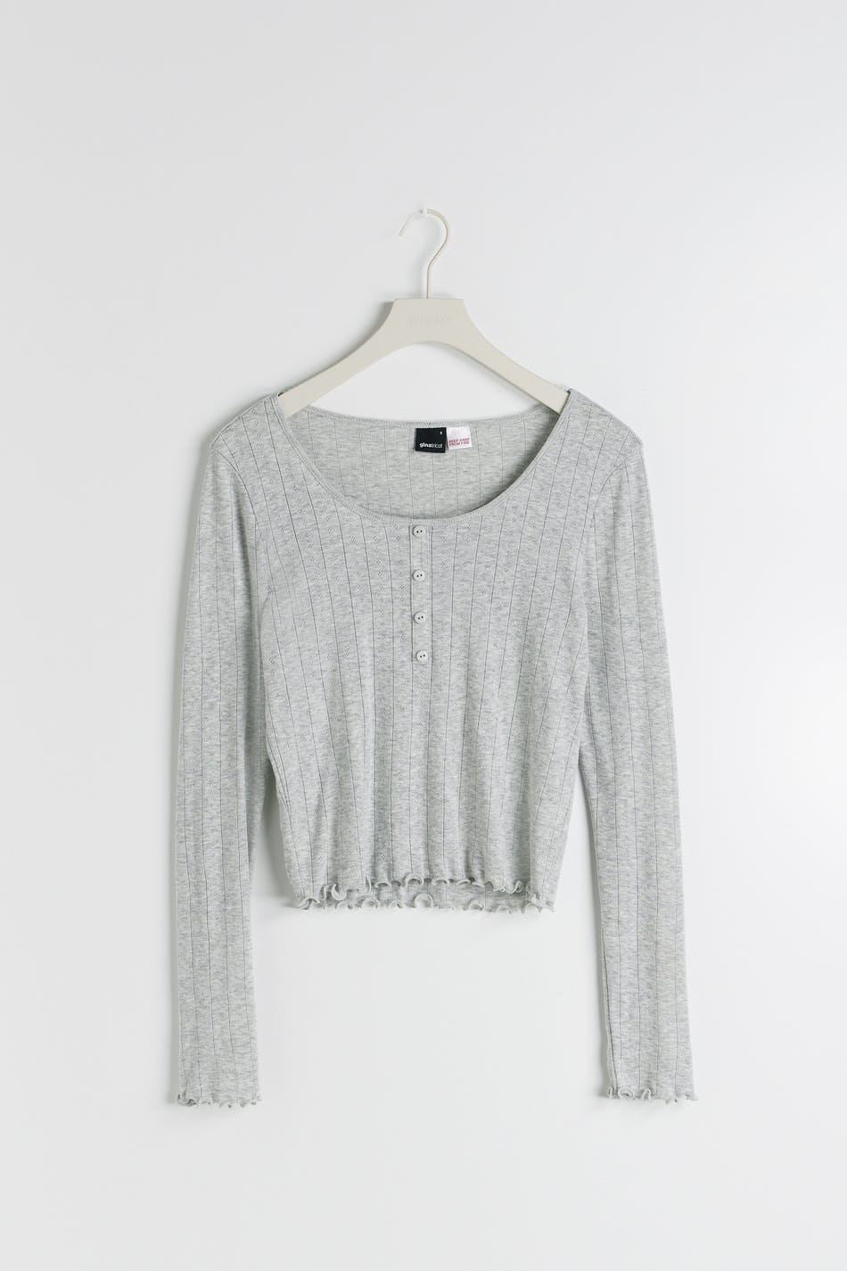 Pointelle long sleeve top
