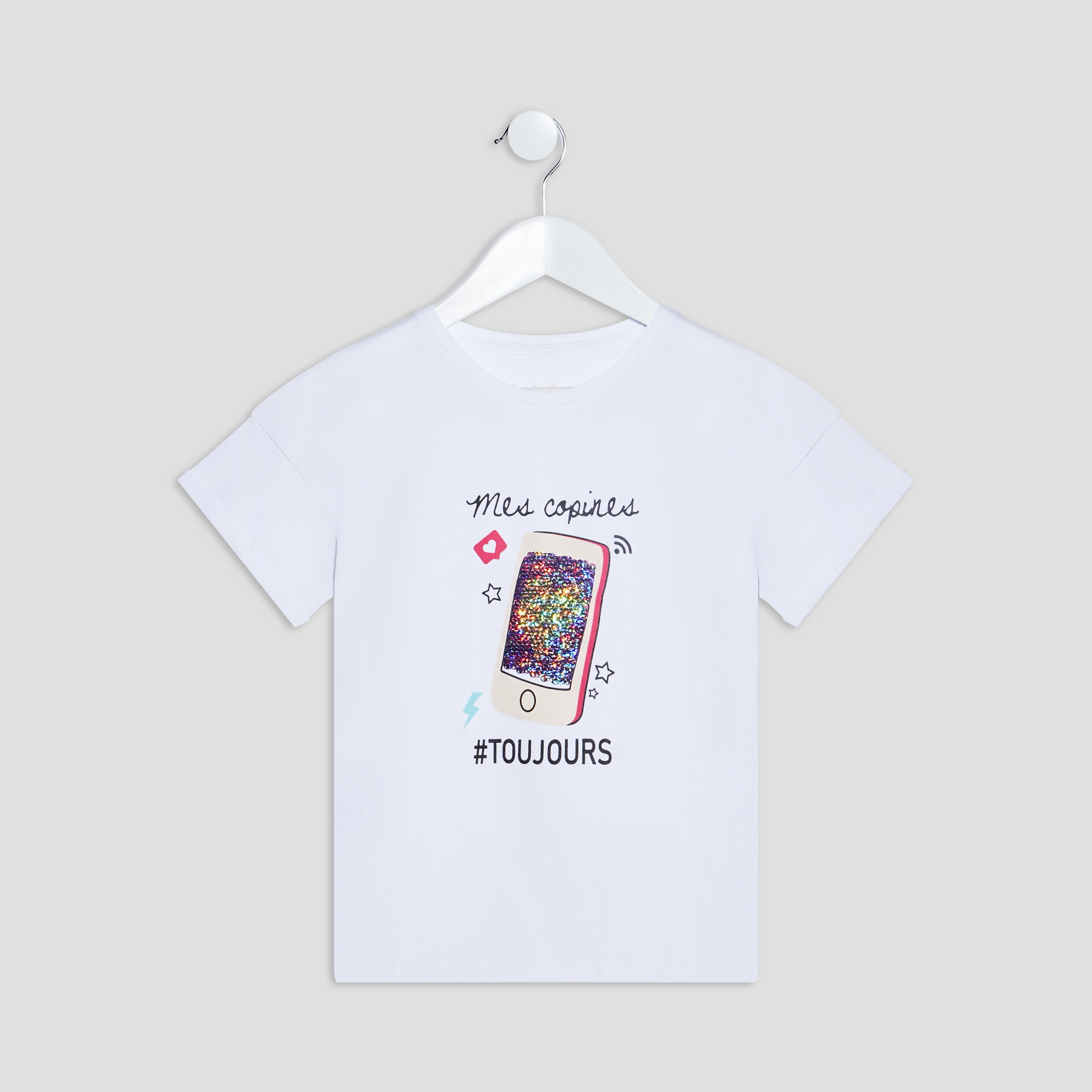 T-shirt manches courtes blanc fille | La Halle