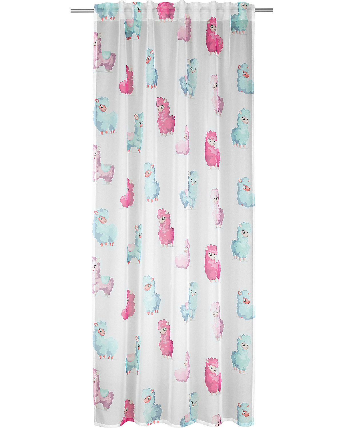 Fertigschal mit verdeckten Schlaufen und Gardinenband, Lama, rosé, 245 x 140 cm