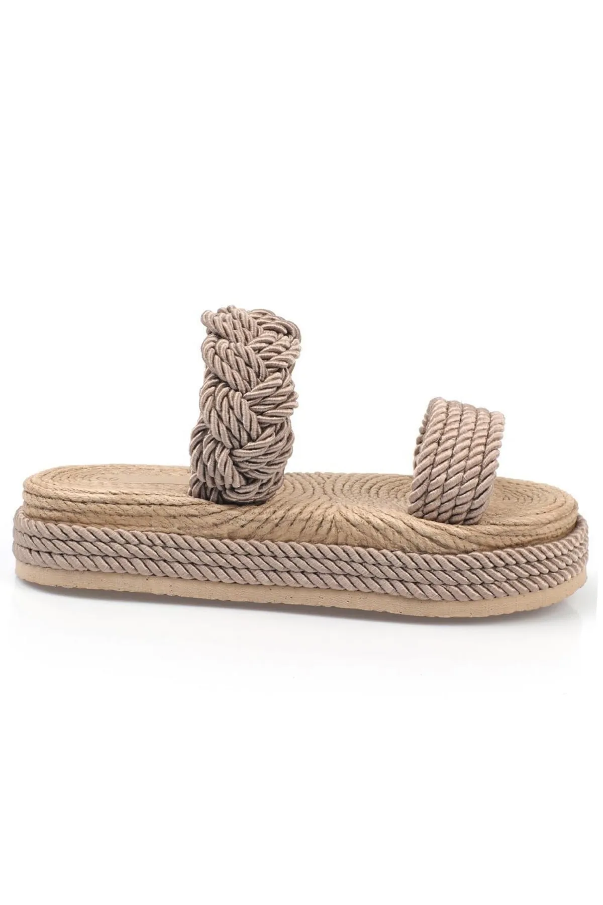 Capone Outfitters  Capone Keilabsatz String Nerzfarbene Damenhausschuhe