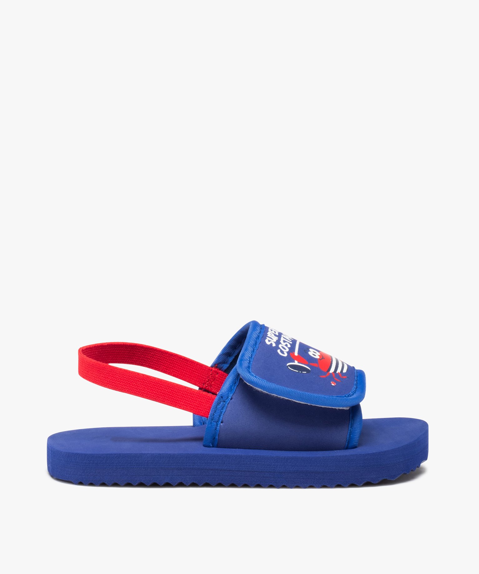 Mules de piscine Garçon imprimées crabe avec bride bleu | GEMO