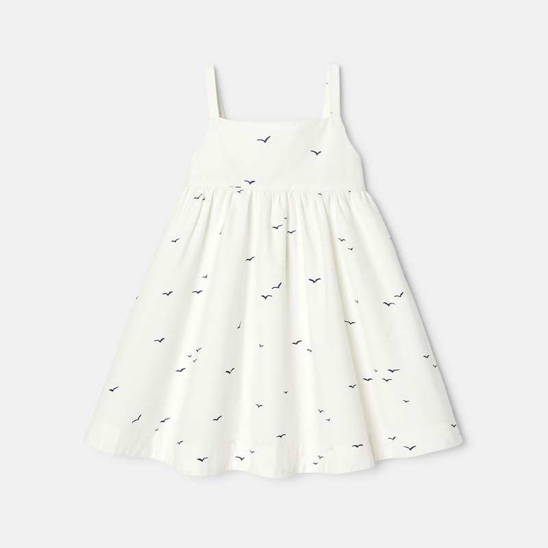 Robe à bretelles en coton bio blanche bébé fille Absorba