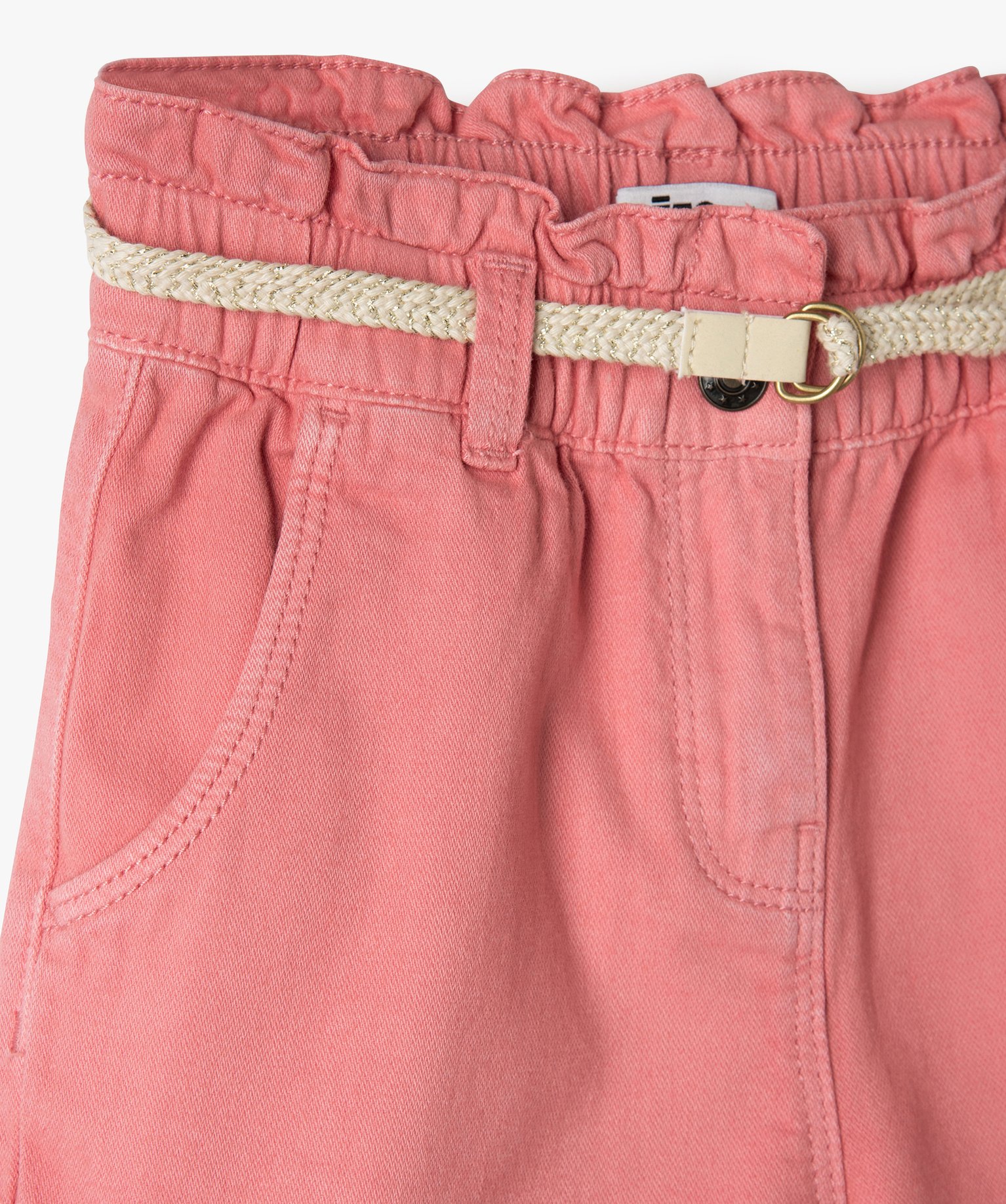 Short fille large à taille froncée et ceinture pailletée | GEMO