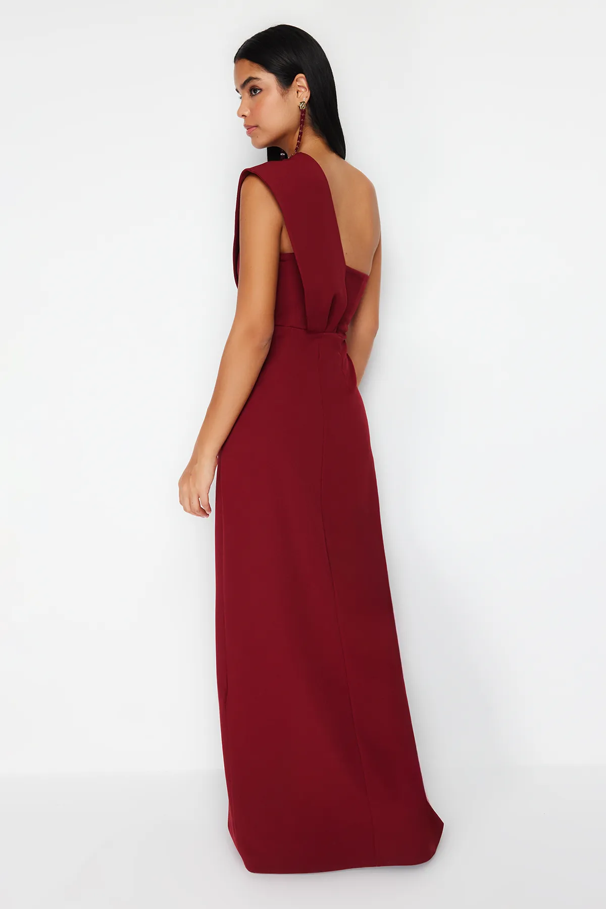 Trendyol Collection  Burgunderfarbenes, gerades, gewebtes Abendkleid und Abschlusskleid TPRSS21AE0185