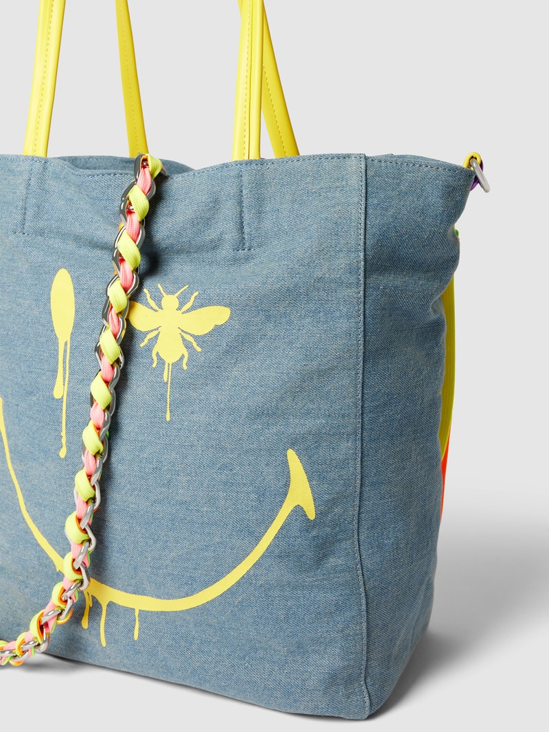Shopper mit Motiv-Print in jeans