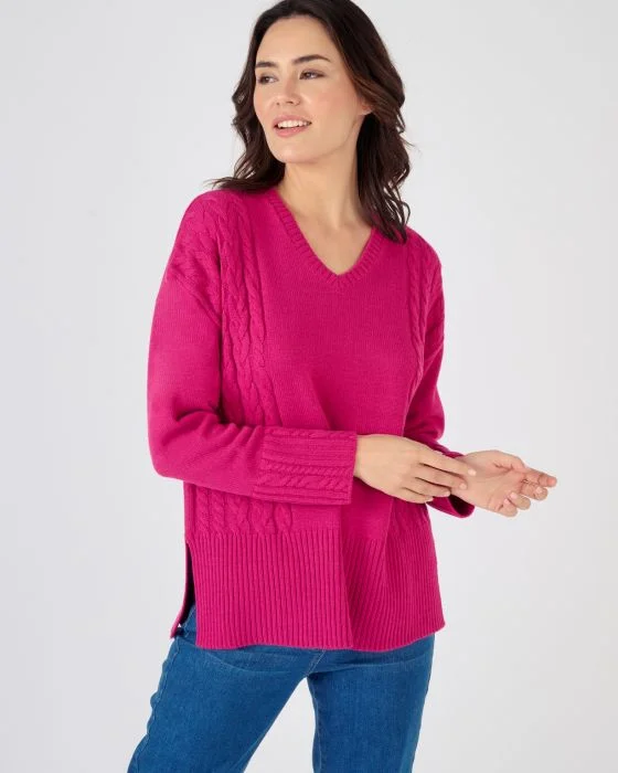 Pull col V à torsades