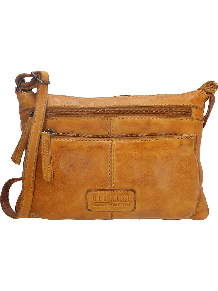 HIDE & STITCHES Leder-Umhängetasche in Ocker - (B)23 x (H)17 x (T)3,5 cm günstig kaufen onesize