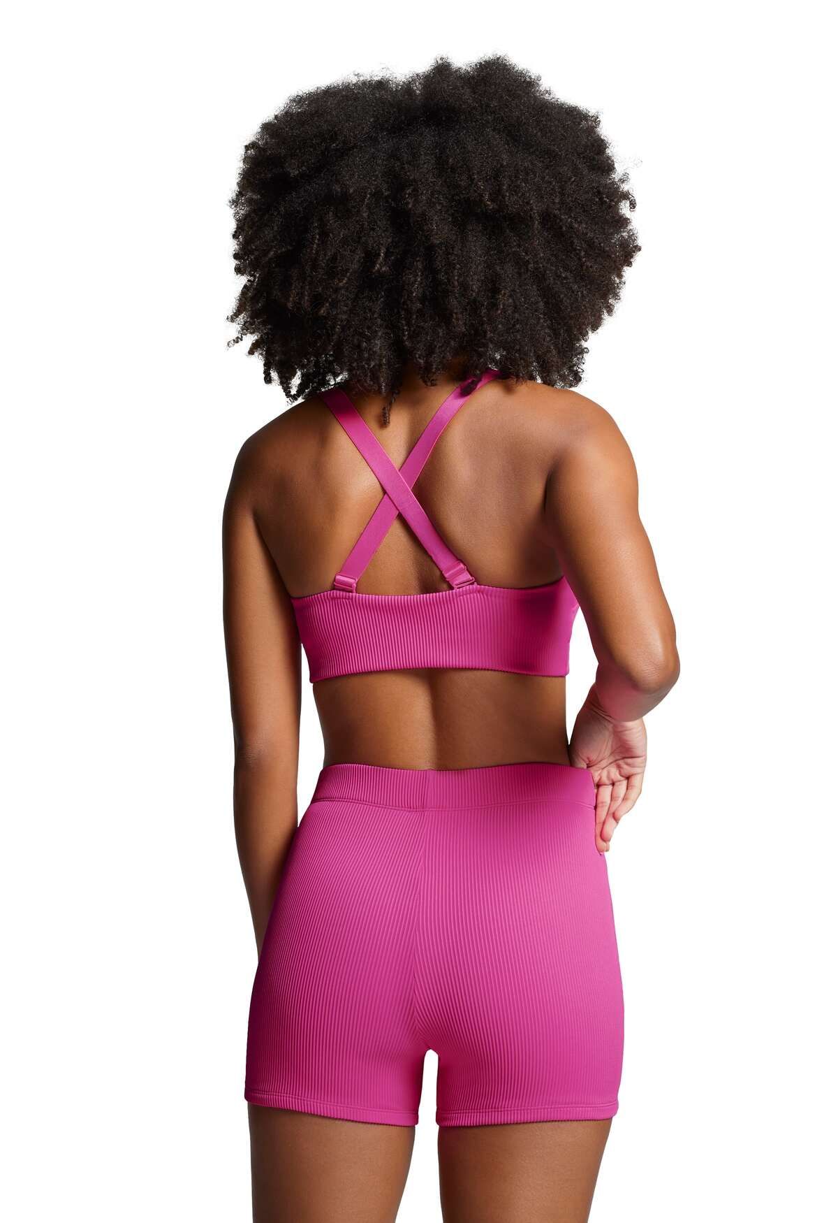 PUMA Neon Pink Ribbed Hot Pants Badeshorts