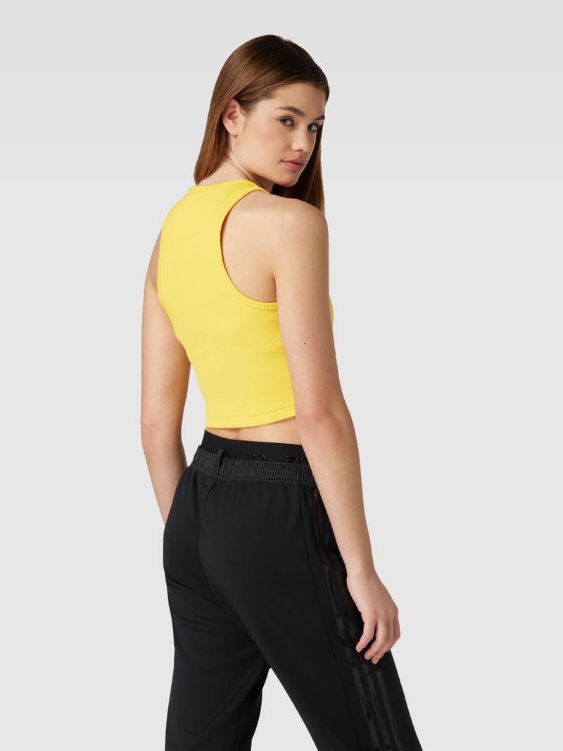 Crop Top in Ripp-Optik in gelb