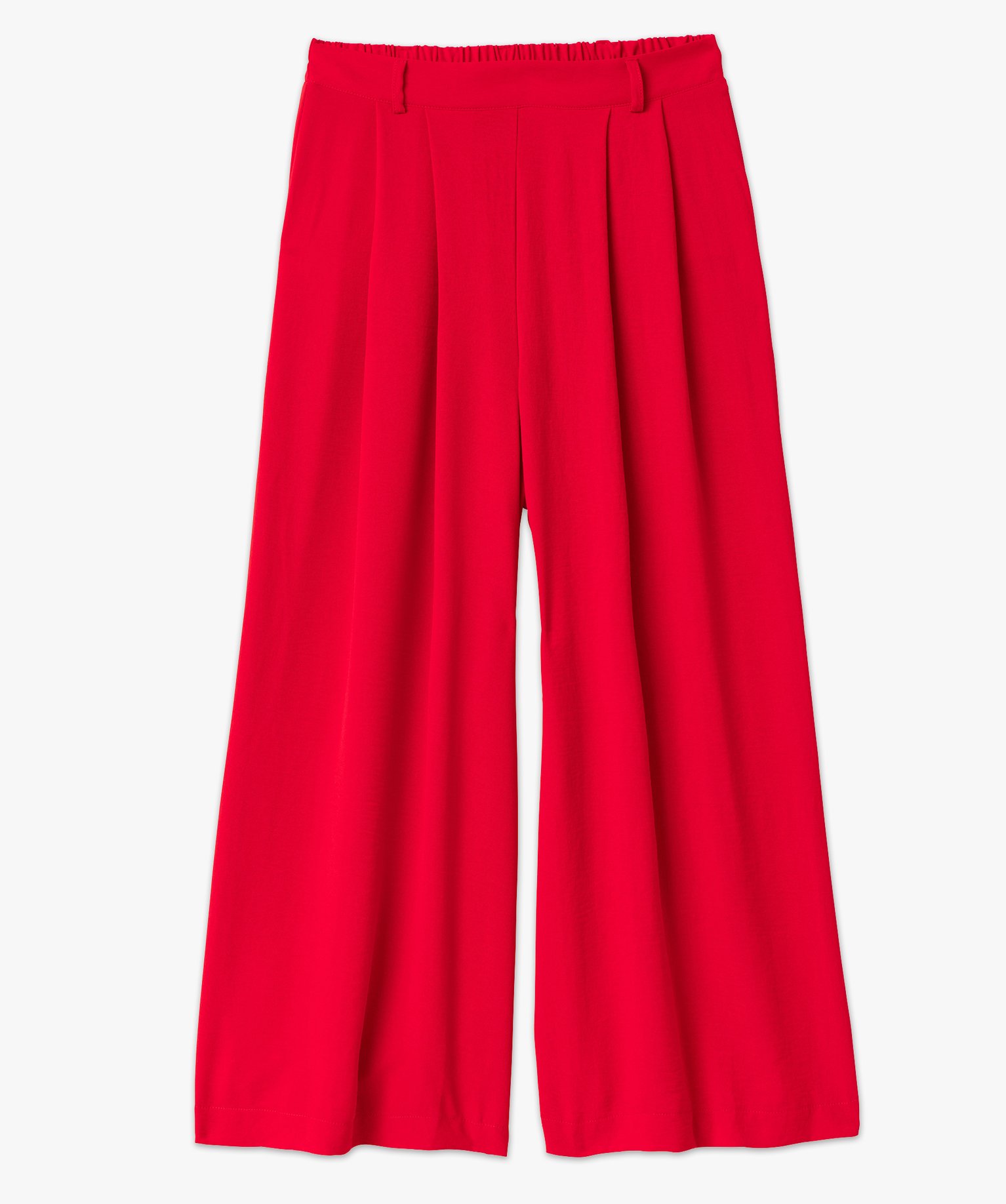 Pantacourt large en toile fluide femme rouge | GEMO