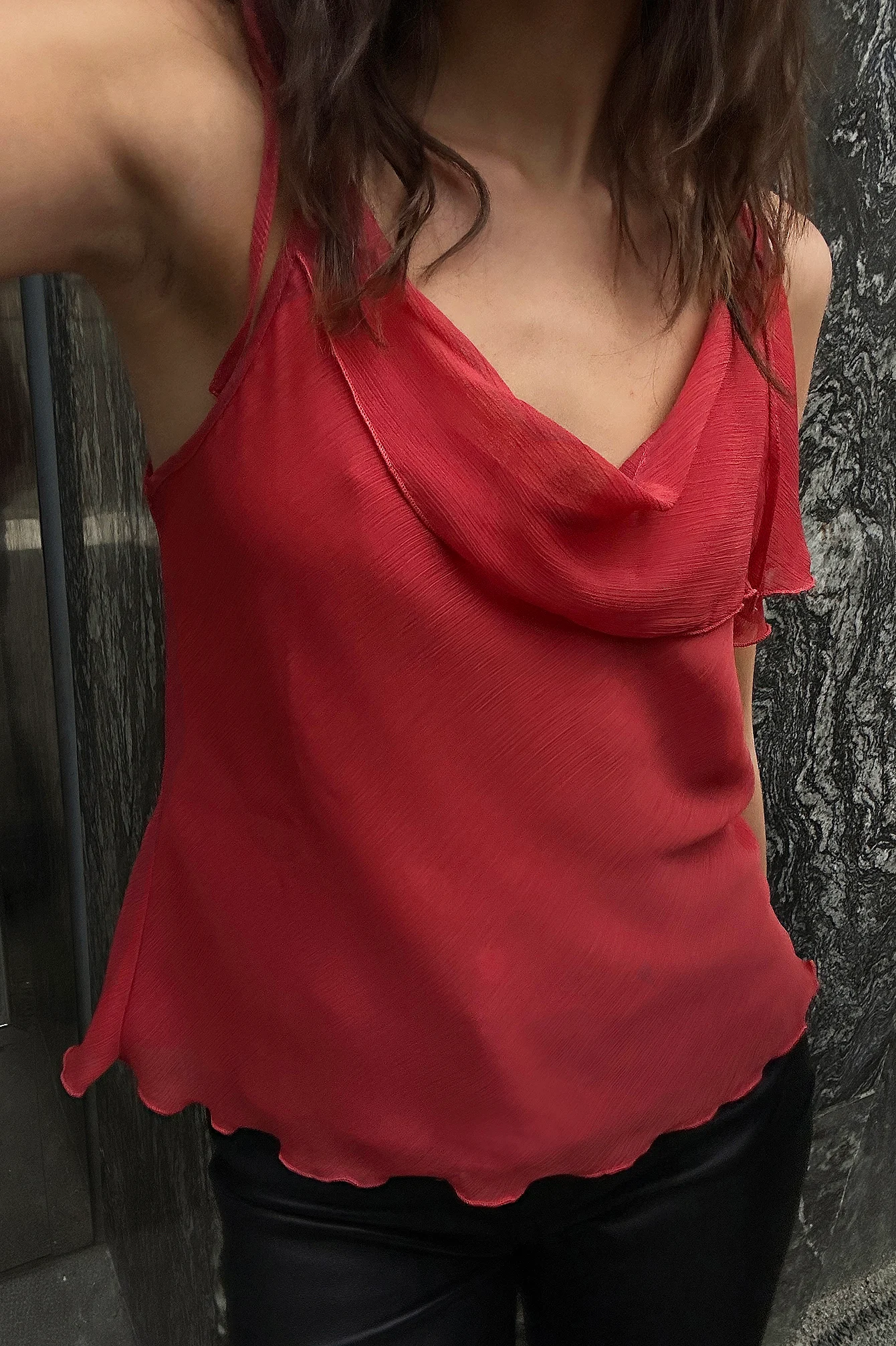 Chiffon-Oberteil mit Rüschen und Schnürung