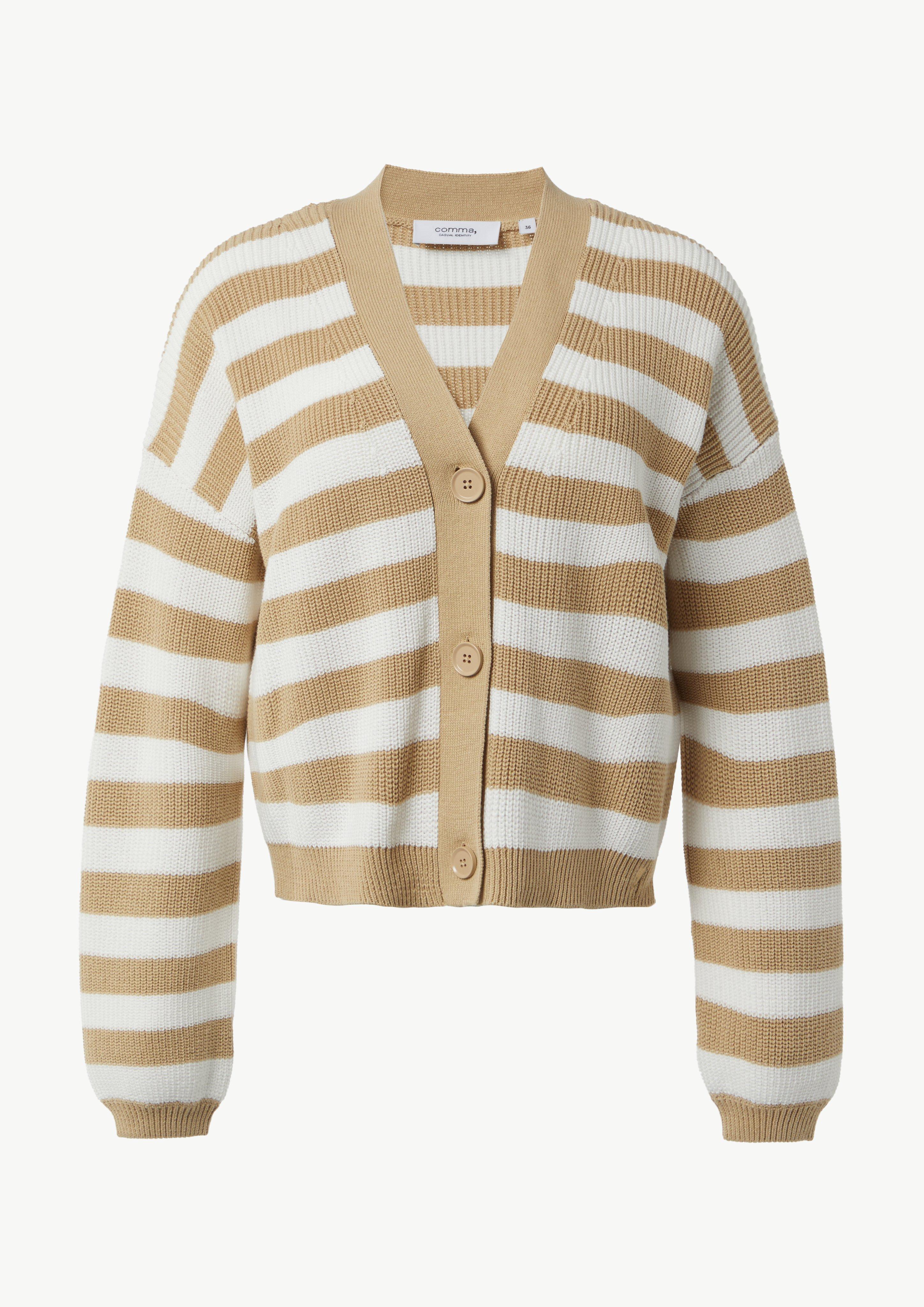 Lässige Strickjacke mit voluminösen Ärmeln - sandstein