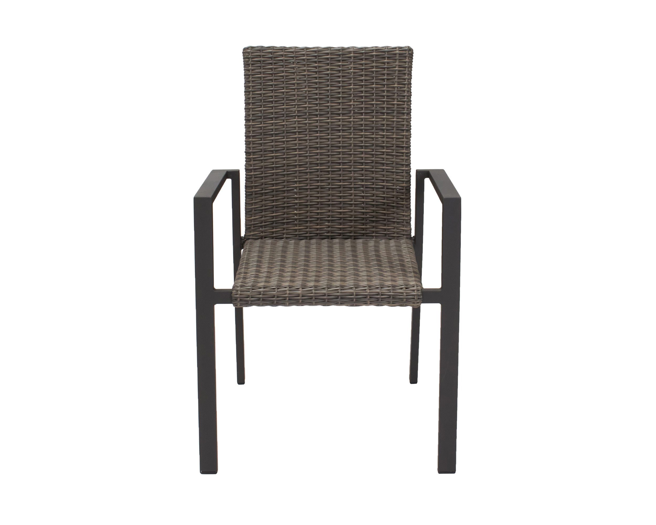 LC Garden Stapelstuhl LC Garden 4er Set Komido Stapelstühle omega braun 60x57x88cm stapelbare Armlehnstühle aus handgeflochtenem Polyrattan