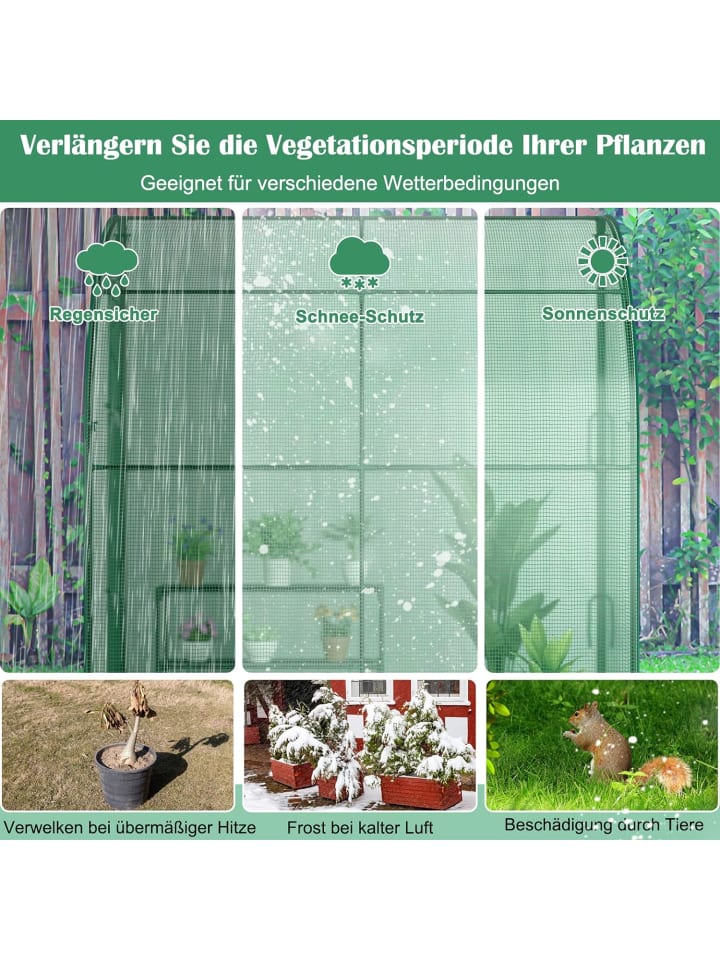 COSTWAY Gewächshaus mit Blumenregal in Grün günstig kaufen onesize