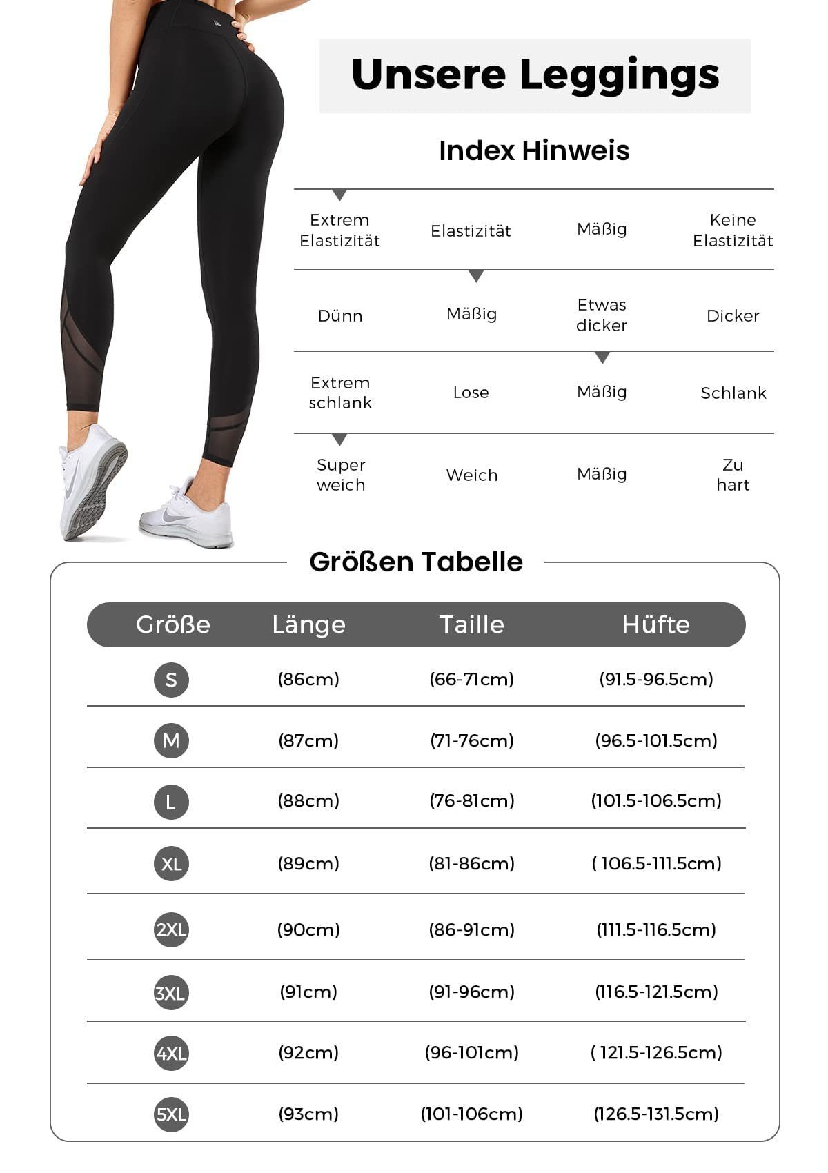 Yvette Leggings Hohe Taille, Blickdicht, mit Mesh, Fitness Sporthose, 192A02