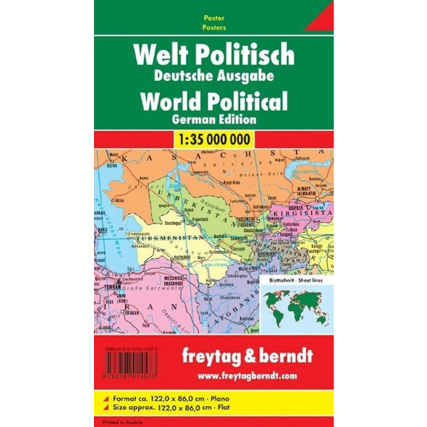 Welt politisch 1 : 35 000 000. Deutsche Ausgabe. Plano in Rolle - Straßenkarte
