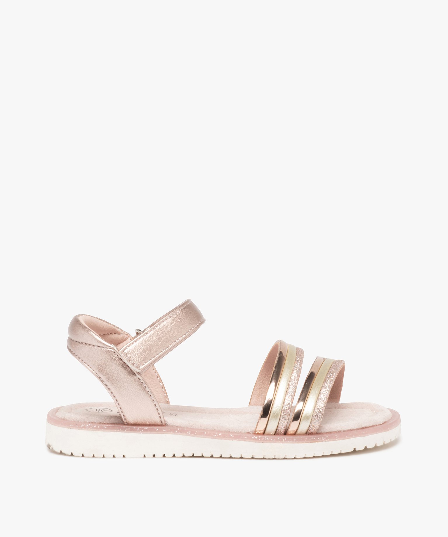 Sandales fille à brides brillantes et pailletées rose | GEMO