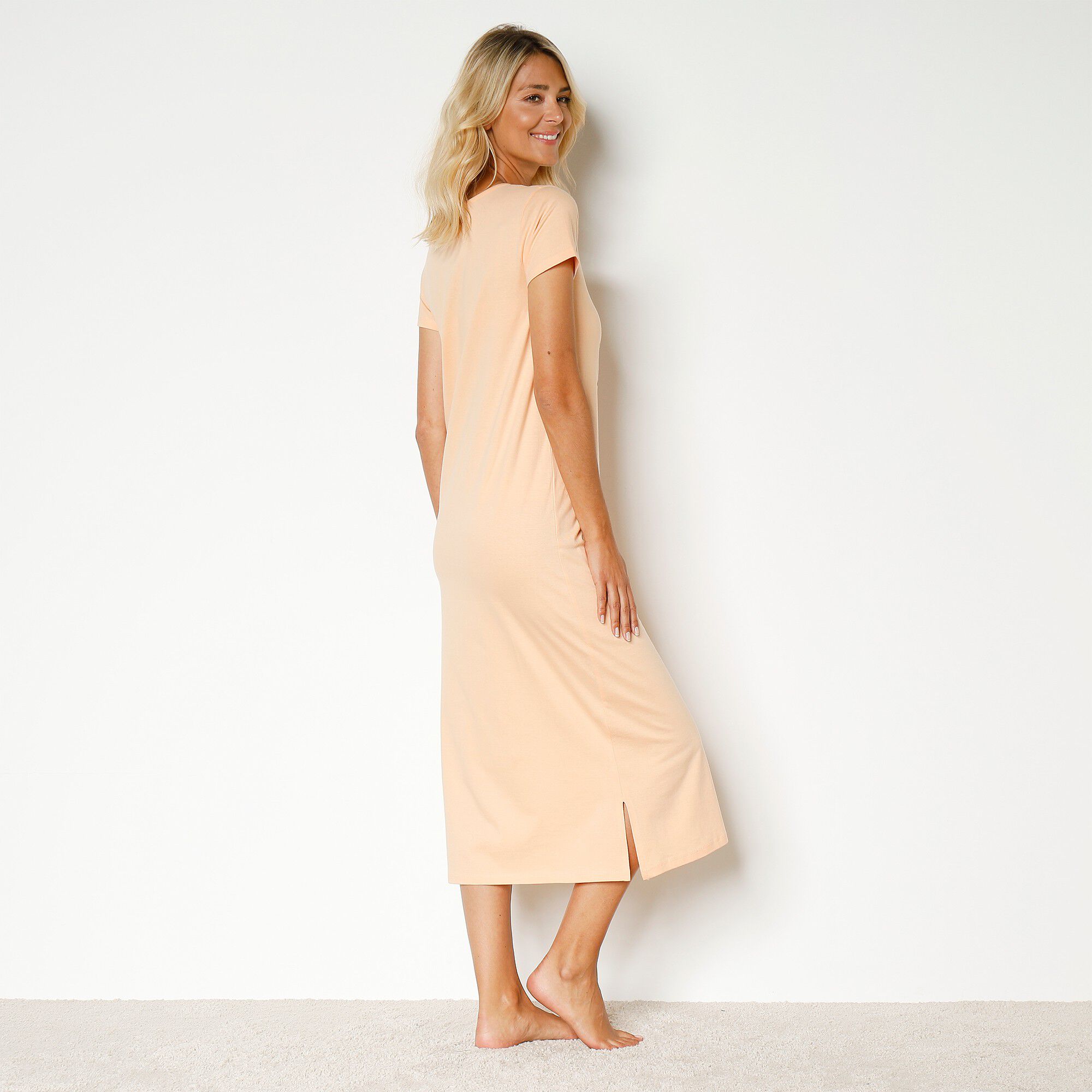 Chemise de nuit longue manches courtes motif Rêver