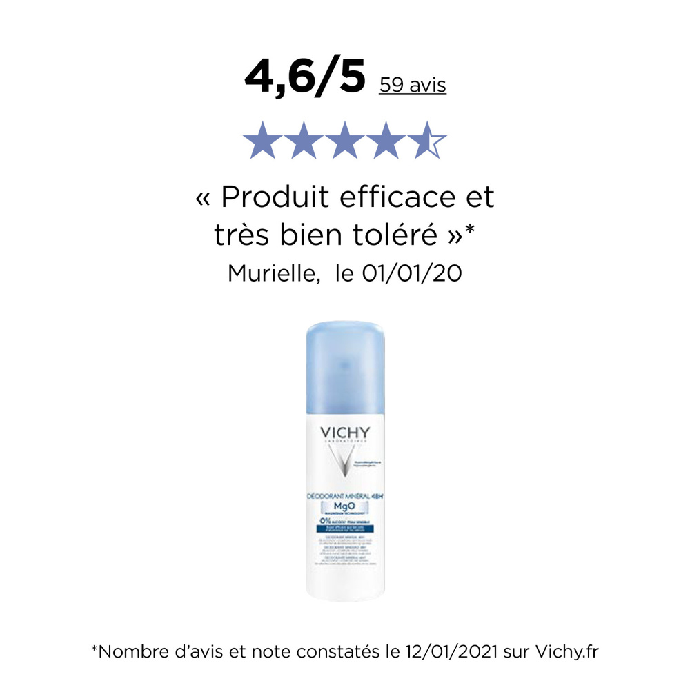 Vichy Déodorant Mineral Aérosol Sans Sel d'Aluminum 48h Déodorant