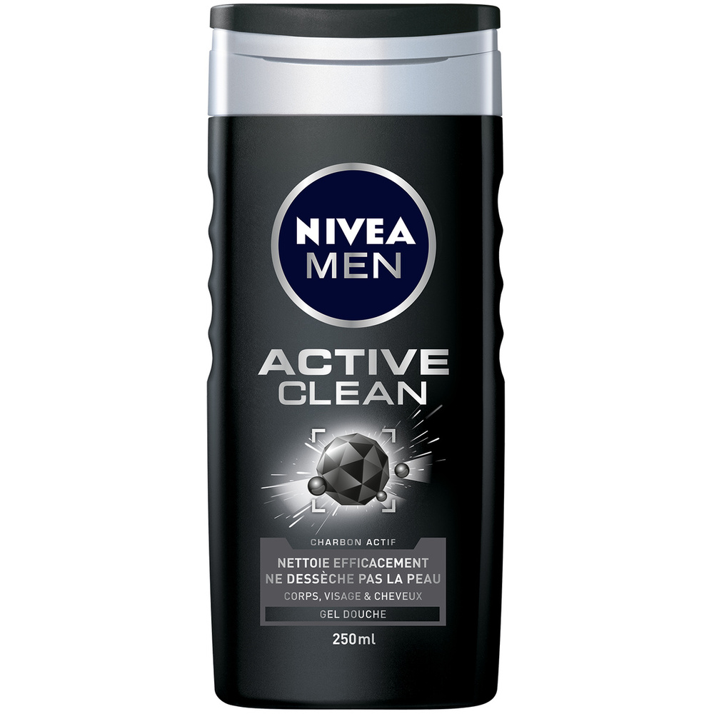 nivea ACTIVE CLEAN - Gel douche 3en1 visage corps&cheveux Shampoing douche homme