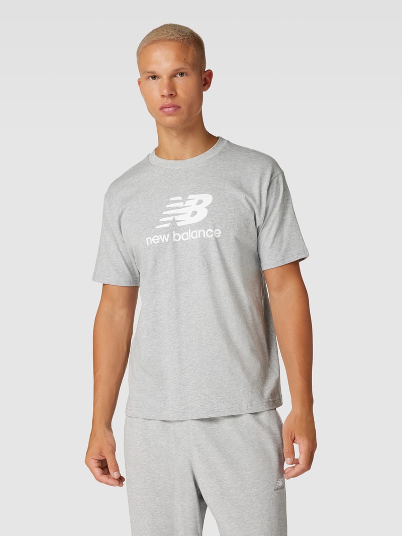 T-Shirt mit Logo-Print in hellgrau meliert