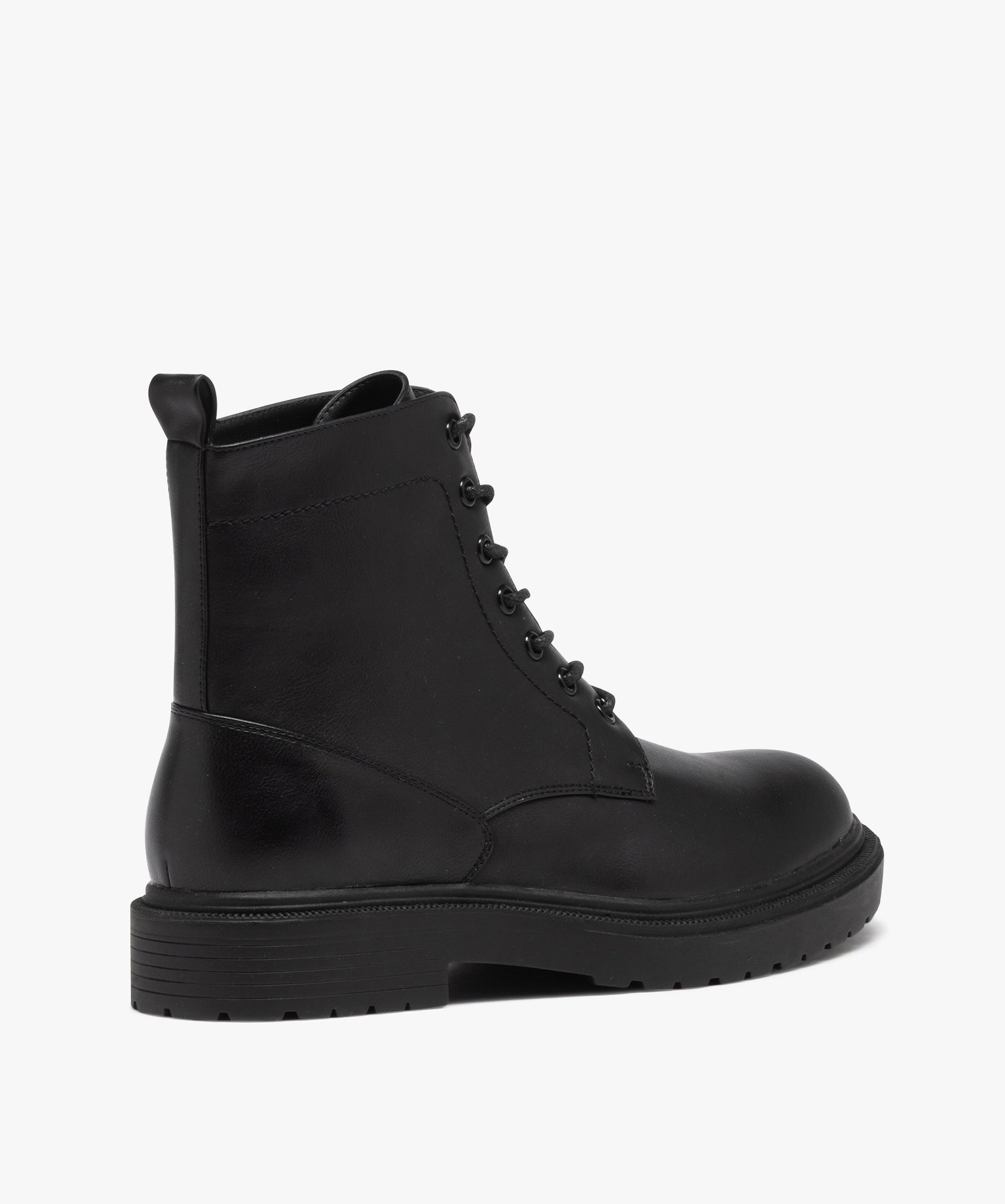 Boots homme unies à lacets style casual noir | GEMO