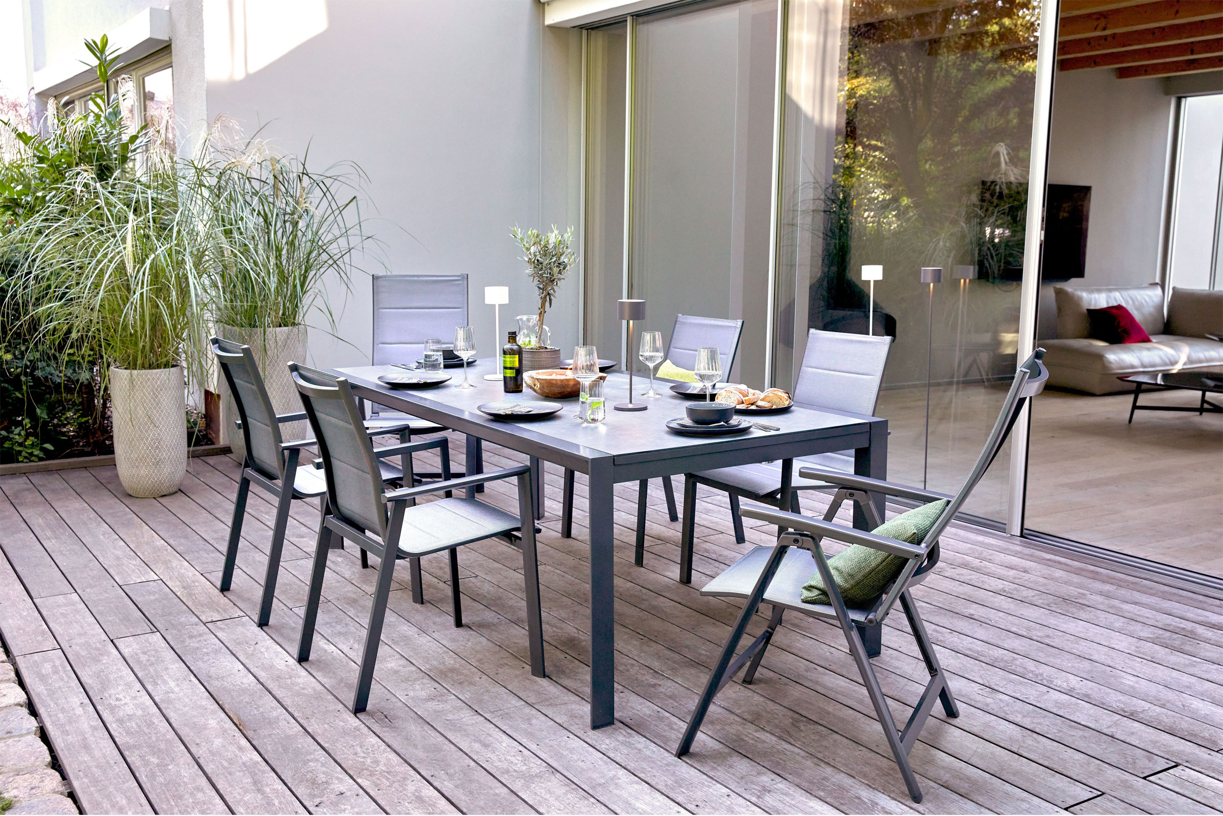 OUTDOORGartentisch ausziehbar 3D Glas