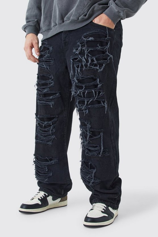 Plus lockere Jeans mit extremen Rissen