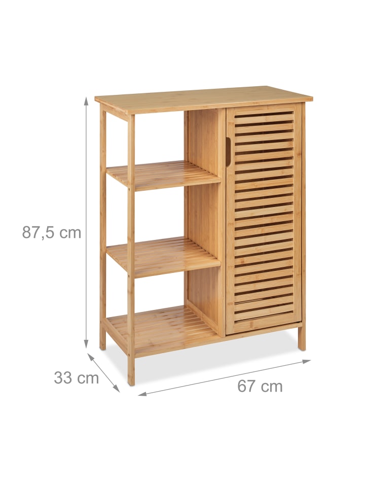 relaxdays Badschrank in Natur - (B)67 x (H)87,5 x (T)33 cm günstig kaufen onesize