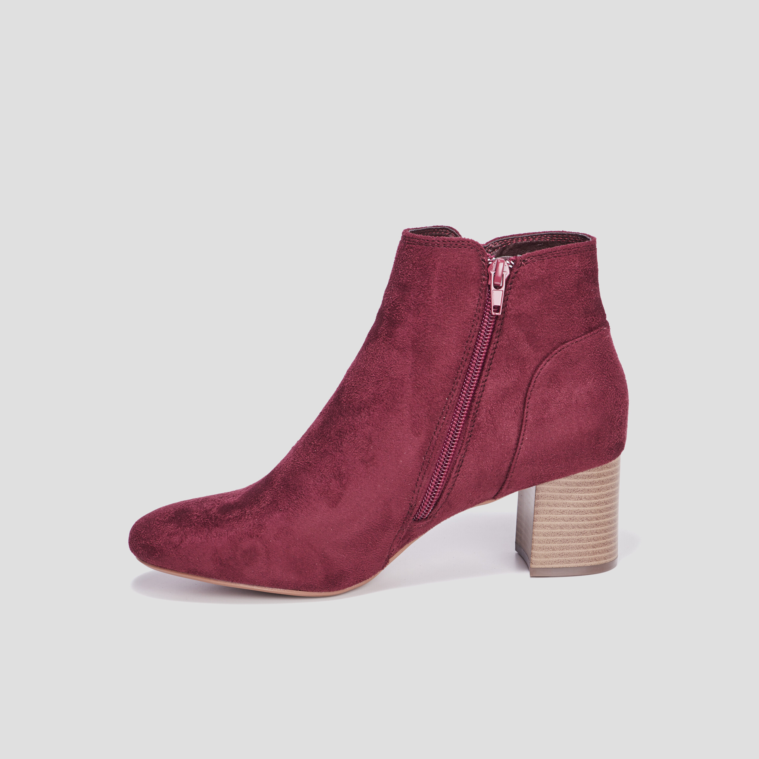 Bottines suédines à talons bordeaux femme | La Halle