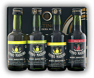 Justino's Mini-Set 4x0,05 Liter Madeira  3 Years grün/grün/gelb/rot (Fine Dry, Fine Medium Dry, Fine Medium Rich, Fine Rich) Justino's Mini-Set 4x0,05 Liter Madeira  3 Years grün/grün/gelb/rot (Fine Dry, Fine Medium Dry, Fine Medium Rich, Fine Rich)