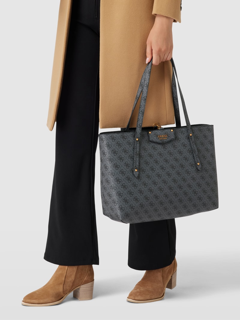 Tote Bag mit Allover-Muster Modell 'BRENTON' in schwarz