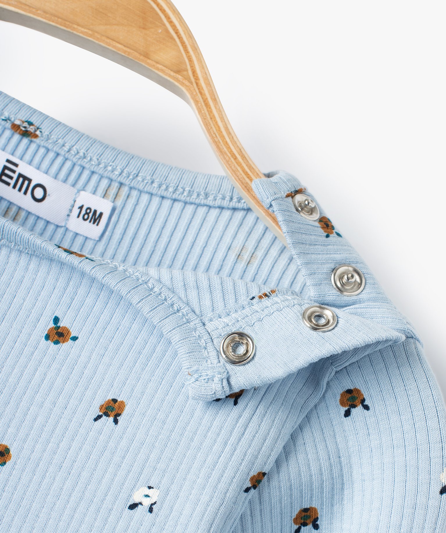 Tee-shirt bébé fille en maille ctelée à motifs fleuris bleu | GEMO