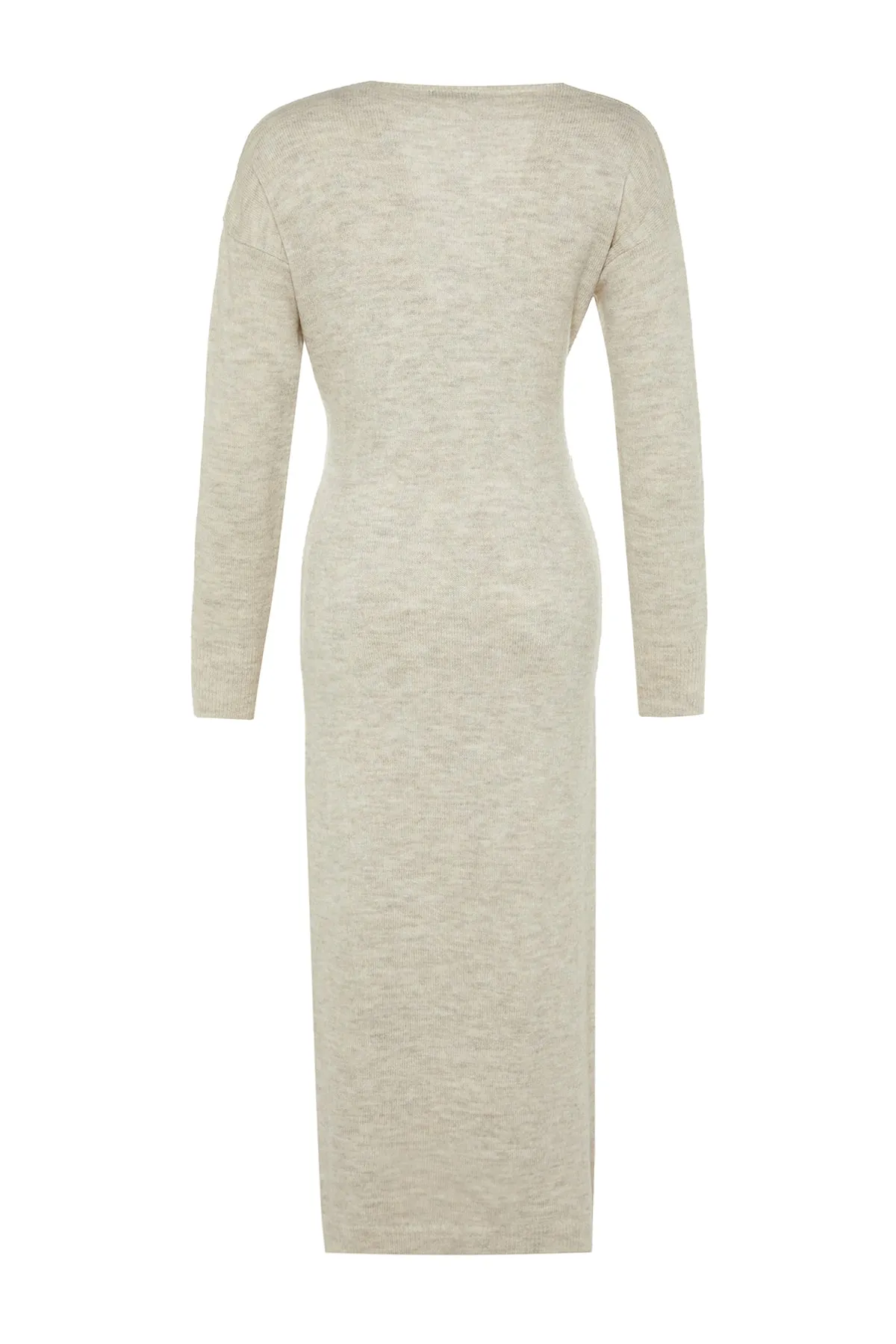 Trendyol Collection  Stone Maxi-Strickkleid mit zweireihigem Kragen und Bindeband TWOAW21EL0260