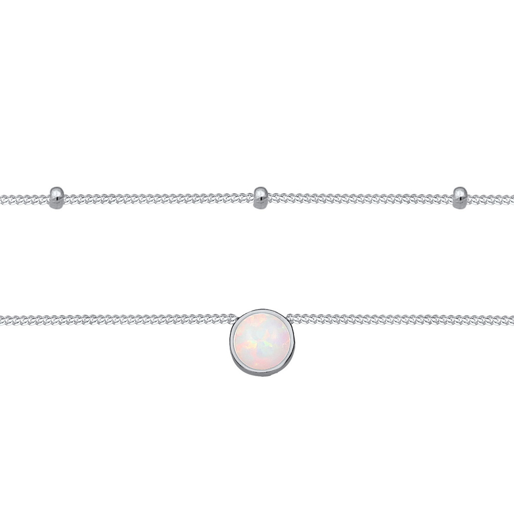 Elli Elli Collier Femmes Choker Boule Couches Tendance avec Opale Synthétique en Argen collier