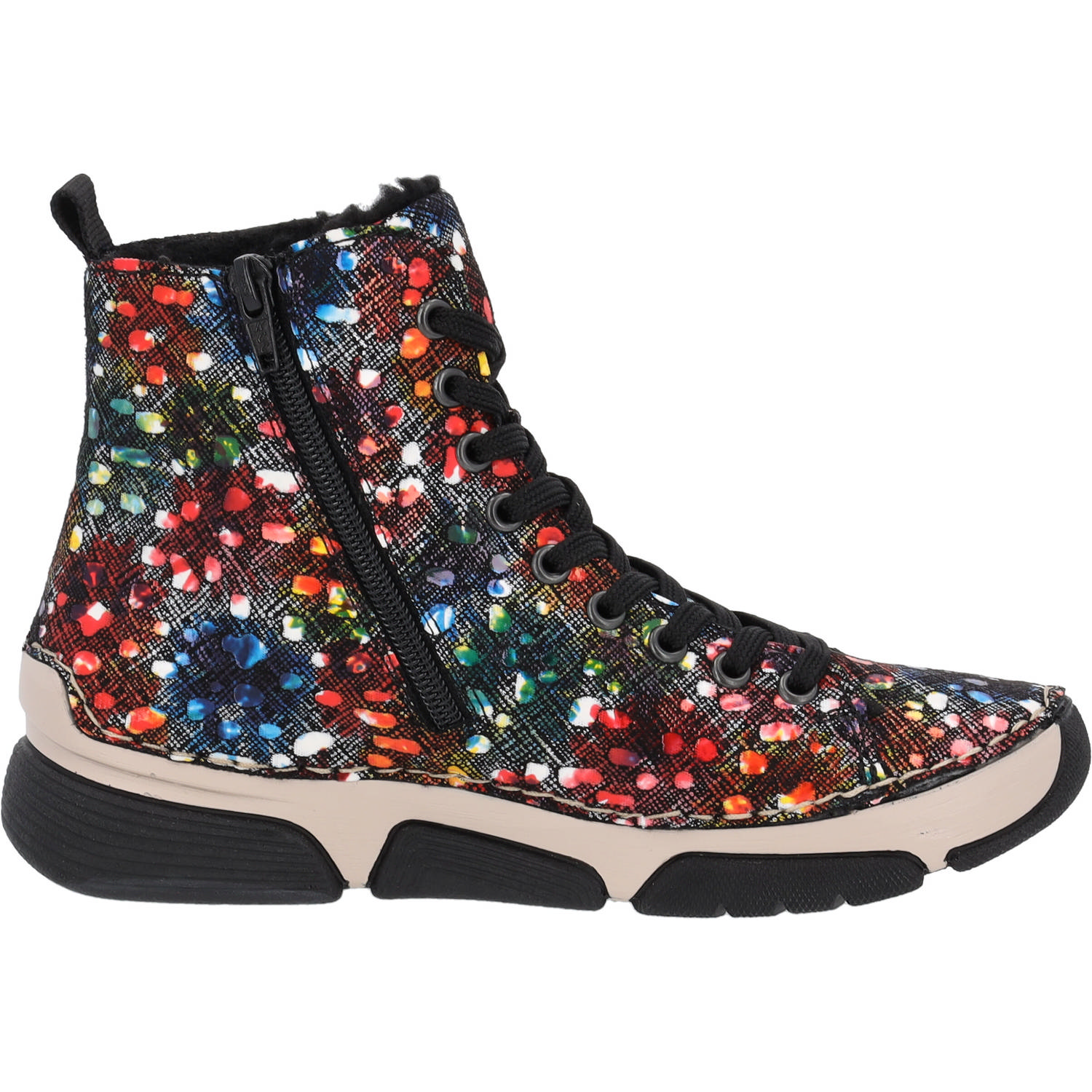 Rieker 45910, Schnürstiefel, Damen, schwarz-multi