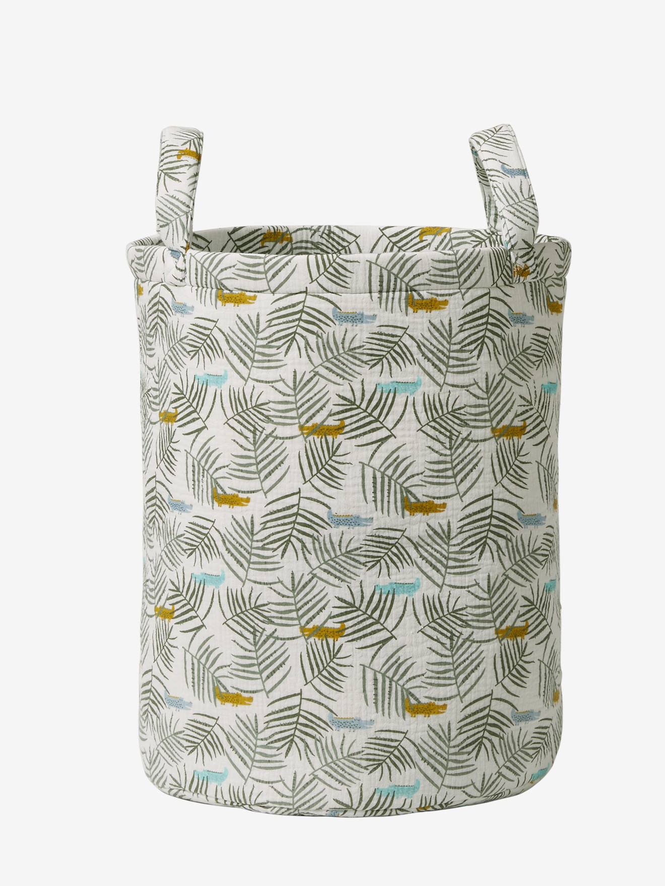 Panier en gaze de coton TREK blanc imprimé