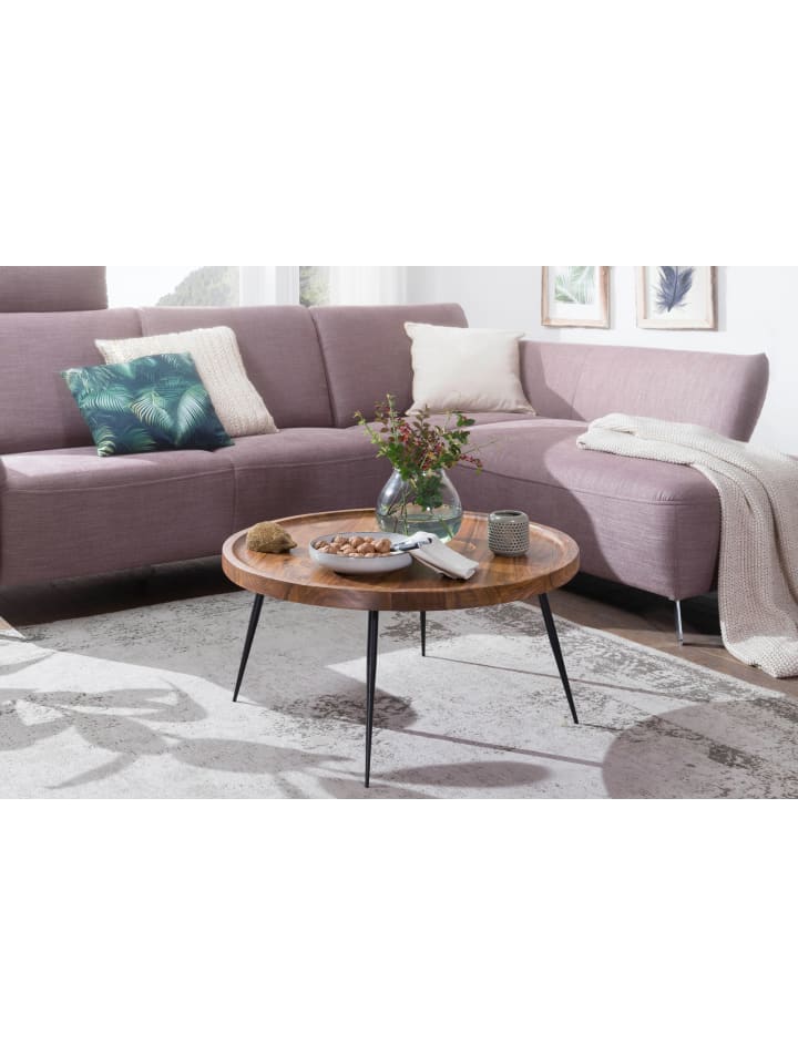 KADIMA DESIGN Couchtisch, Runde Holzplatte, Metallbeine, handgefertigt, pflegeleicht günstig kaufen onesize