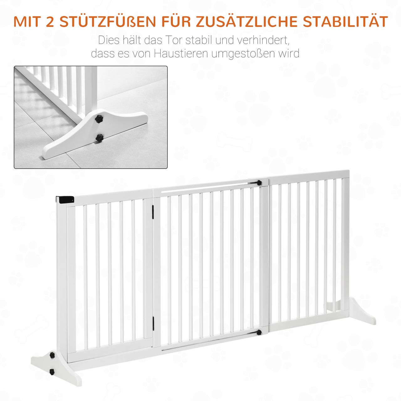 PawHut Absperrgitter Hunde Hundegitter Türschutzgitter Schutzgitter Holz Weiß