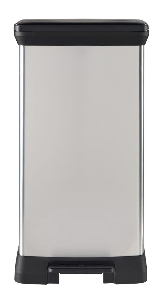 Curver DECOBIN Abfalleimer 50L mit Fußpedal silber metallic