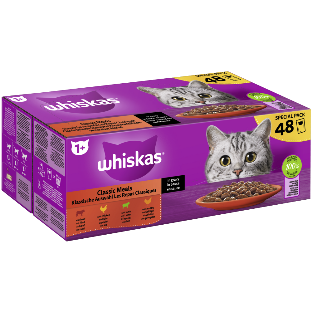 Whiskas Portionsbeutel Multipack Special Pack 1  Klassische Auswahl in Sauce 48 x 85g