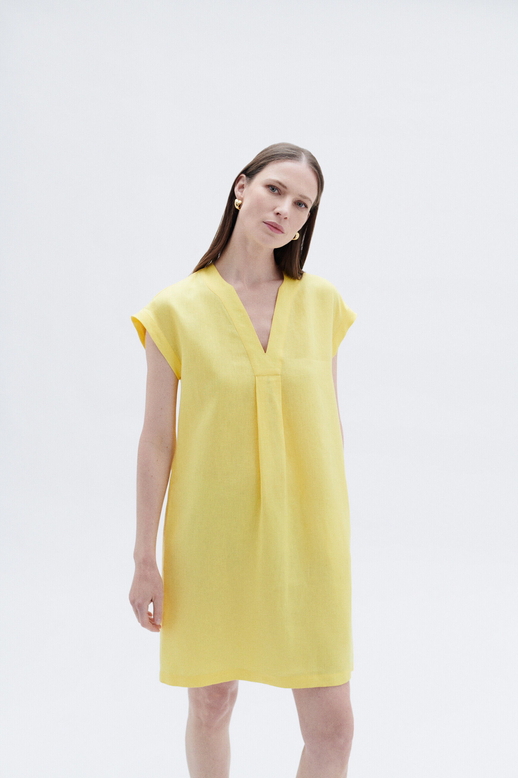 robe mirabelle 100% lin jaune femme