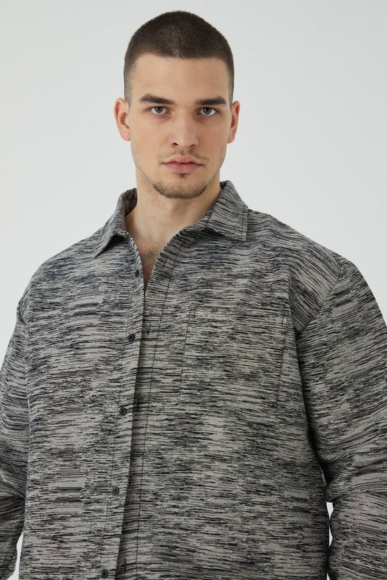 Tall Oversize Jacquard Overshirt mit Marmor-Print