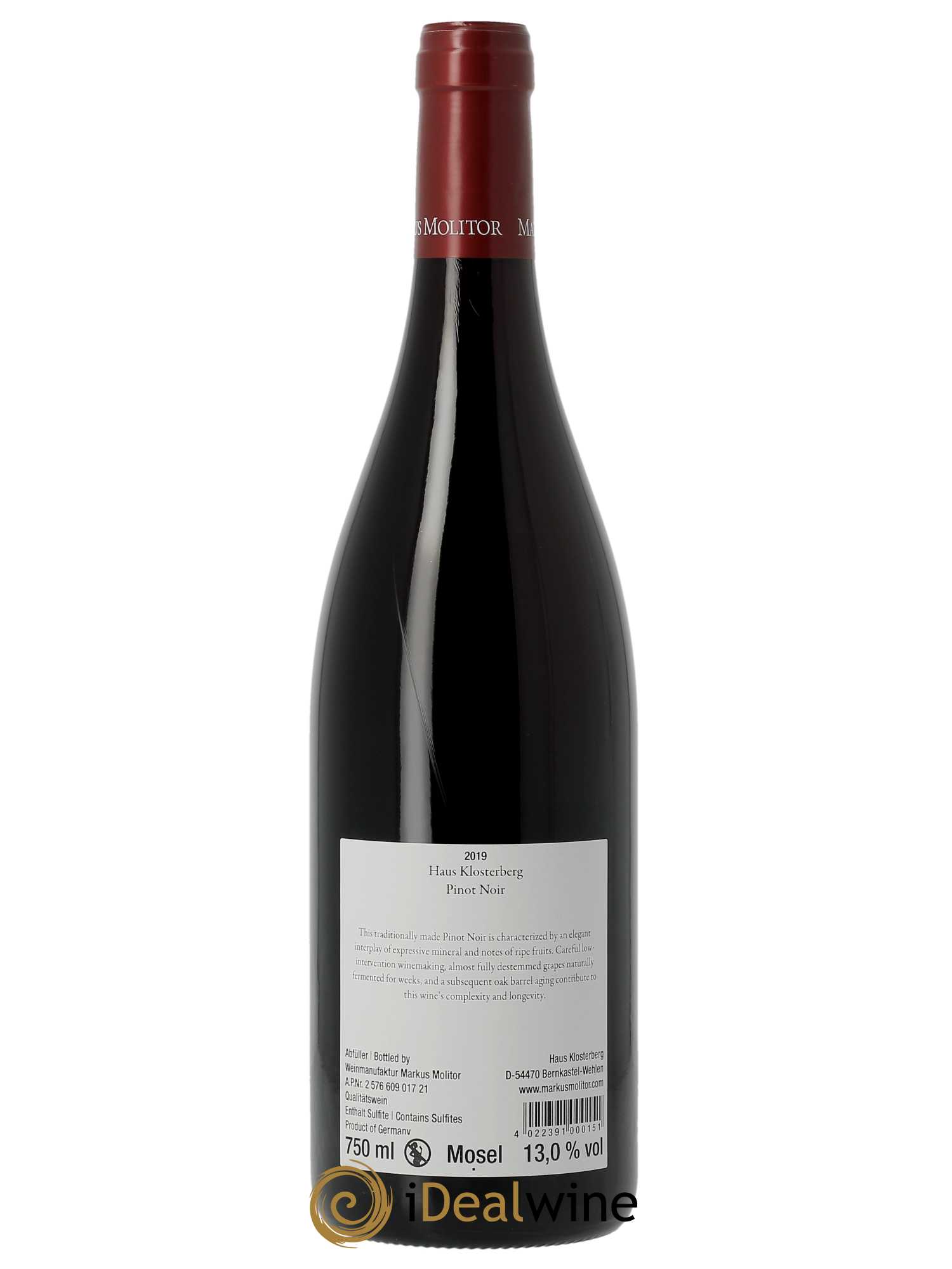 Pinot Noir Markus Molitor Haus Klosterberg  2019 - Lot de 1 Bouteille